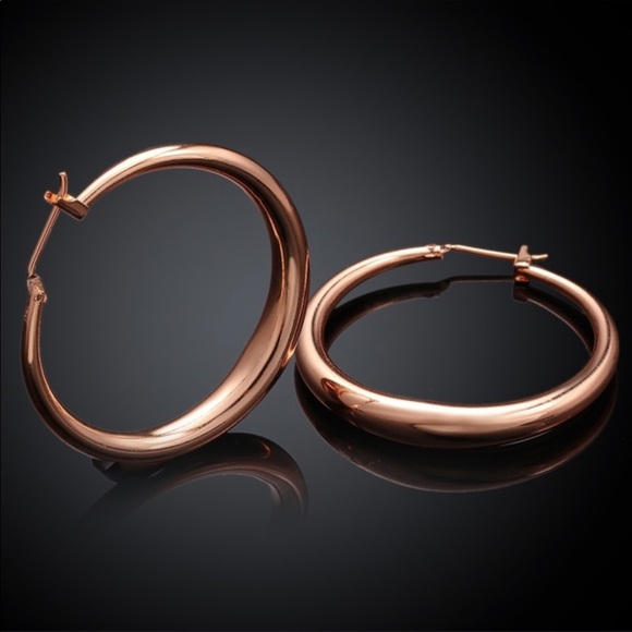 NWT 18K Rose Gold hoop earings - Picture 2 of 4